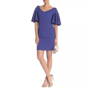 NWT Trina Turk Cape Sleeve Sapphire Blue Mini Dress Size 4 Wedding Guest